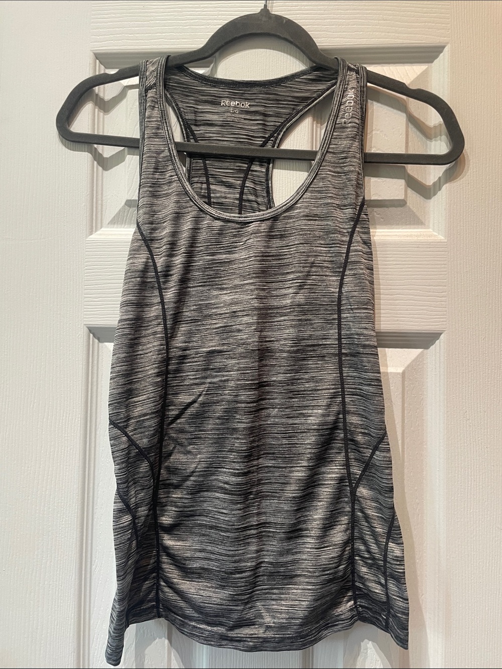 Reebok Women's Black and Gray Space-Dye Racerback Tank